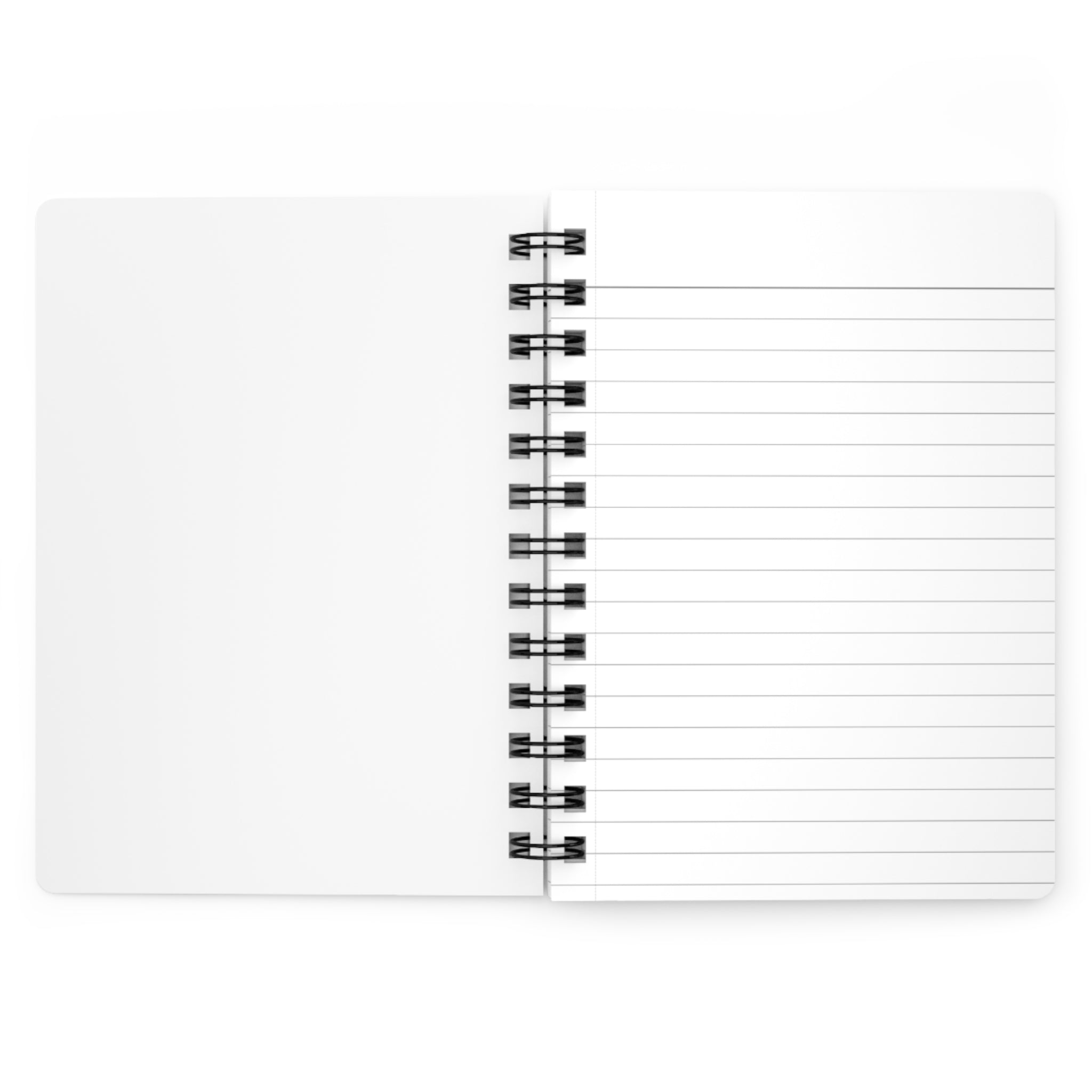 Open view of spiral bound journal displaying the lines on the paper