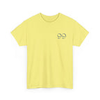 Front view of t-shirt in the color Cornsilk with a blue '99' graphic on the left chest