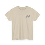 Front view of t-shirt in the color Sand with a blue colored '99' graphic on the left chest