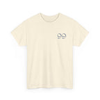 Front view of a t-shirt in the color Natural with a blue '99' graphic on the left chest