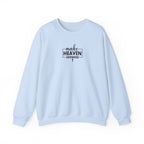 Front view Light Blue crewneck sweatshirt with black text ‘Make Heaven Crowded’ on middle chest