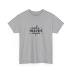 Front view of Sport Grey t-shirt with black text Make Heaven Crowded centered on chest