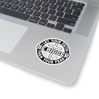 Sticker with black text saying Let Your Faith Be Bigger Than Your Fear. Displayed on laptop.