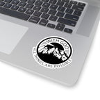 Sticker with black graphic and text saying With God All Things Are Possible. Displayed on laptop.
